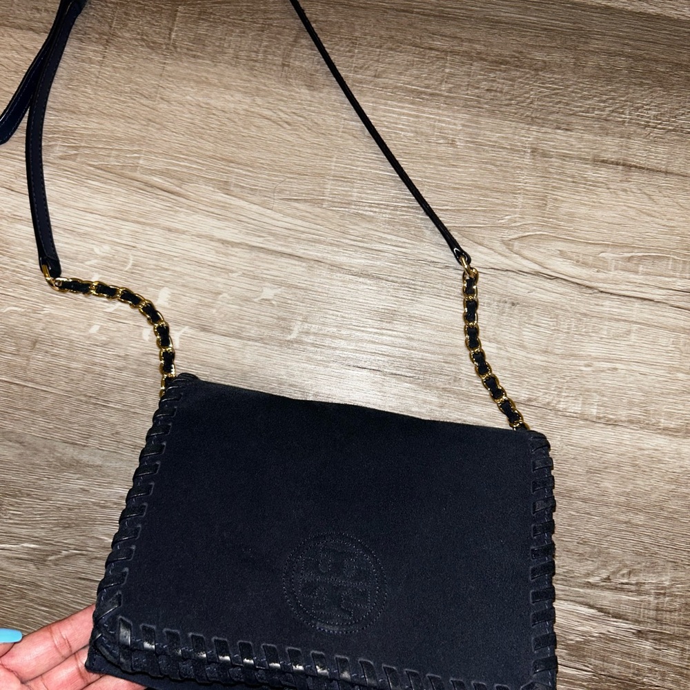 Tory Burch Navy Suede Crossbody Bag